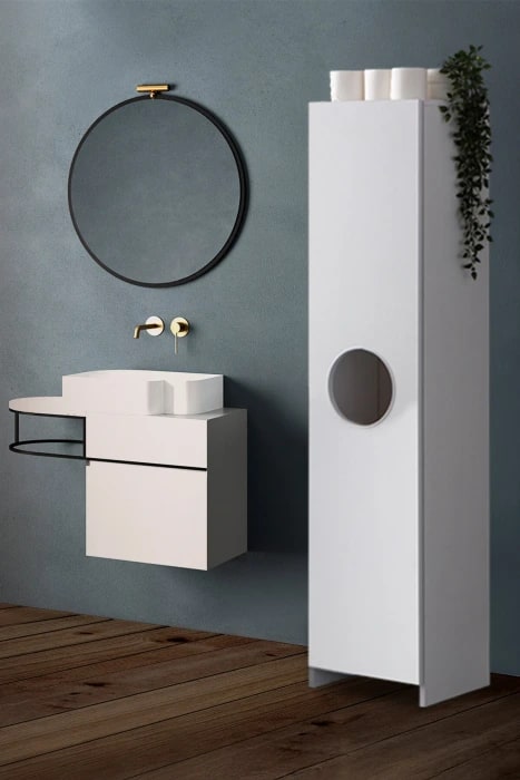 Diva Kirli Dolabı Kapaklı Raflı Banyo Dolabı Çok Amaçlı Dolap