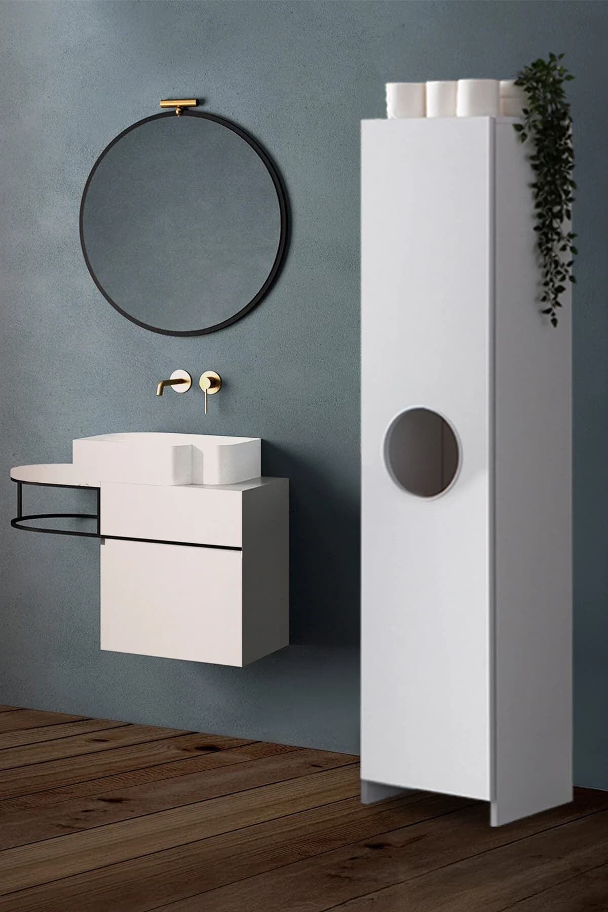 Diva Kirli Dolabı Kapaklı Raflı Banyo Dolabı Çok Amaçlı Dolap