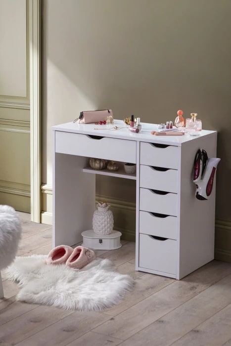 Diva 6 Çekmeceli Kulis Makyaj Masası - Çalışma Masası Beyaz